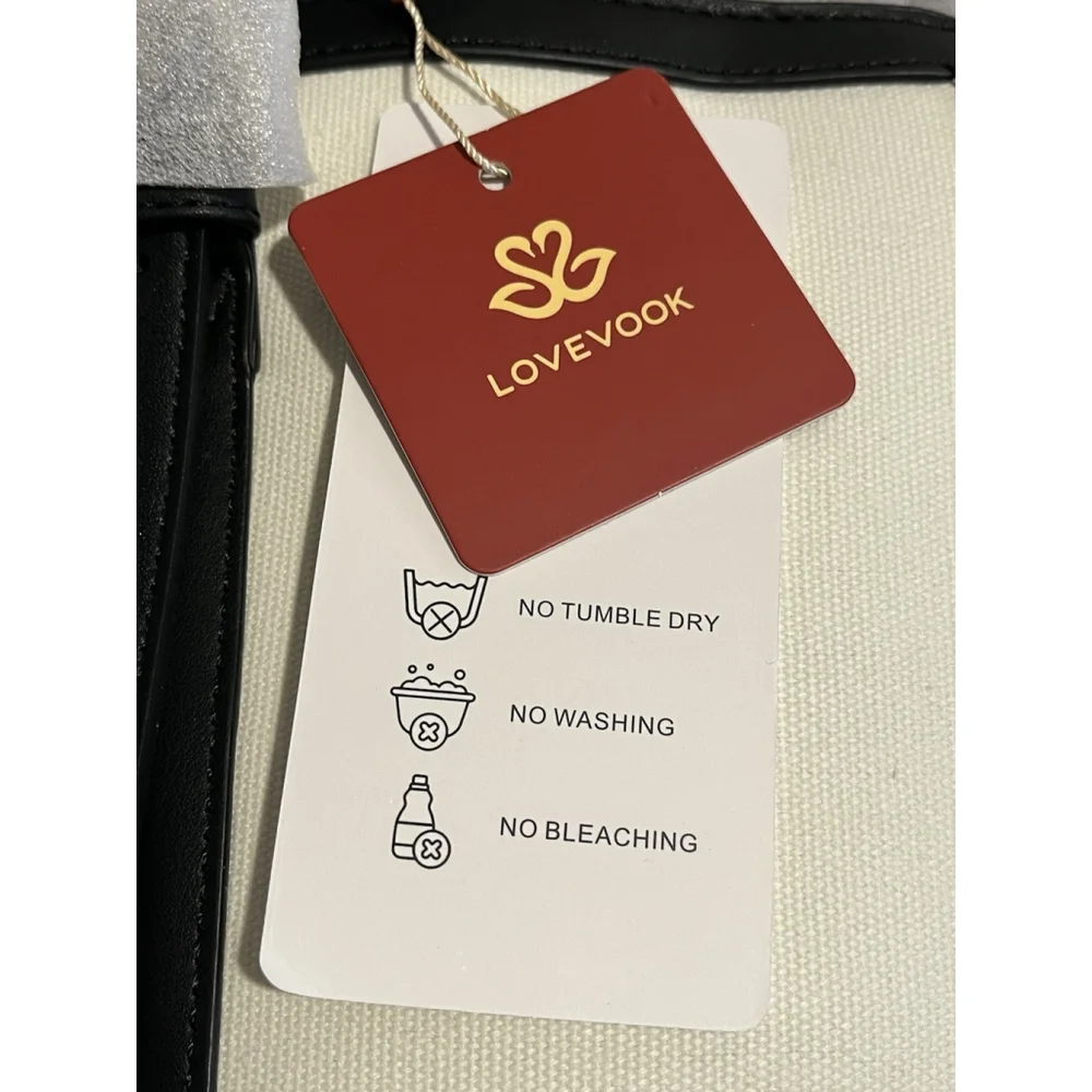 LOVEVOOK Laptop Bag Womens White Black Trim Strap